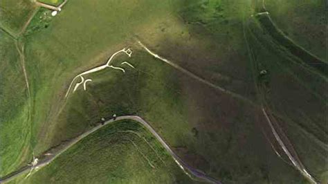 Oxfordshire's Uffington White Horse (aerial view) Chalk Hill, White Horses, Aerial View, Figures