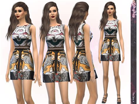 The Sims Resource - Designer Print Dress