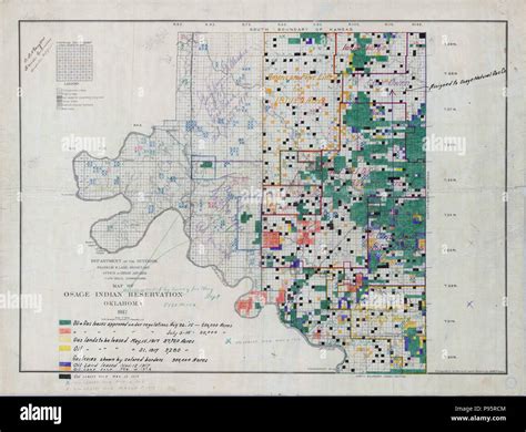 Map of Osage Indian Reservation 1917 w gas and oil leases Stock Photo ...