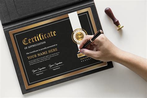 Black & Gold Certificate Template - TemplateMonster