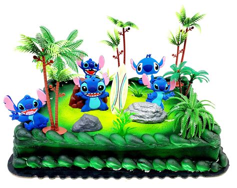 Buy Lilo and Stitch Birthday Cake Topper Set Featuring Lilo and Stitch Figures and Decorative ...