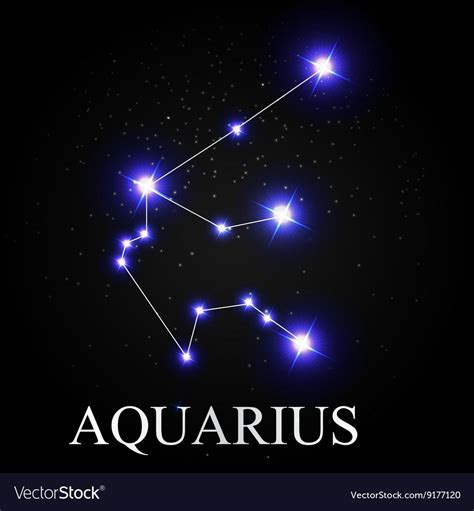 Aquarius zodiac sign with beautiful bright stars vector image on ...