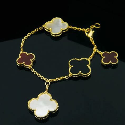 Famous Brand Designer V Fashion Jewelry Woman Bracelets Top Quality Clover Flowers Shell Agate ...