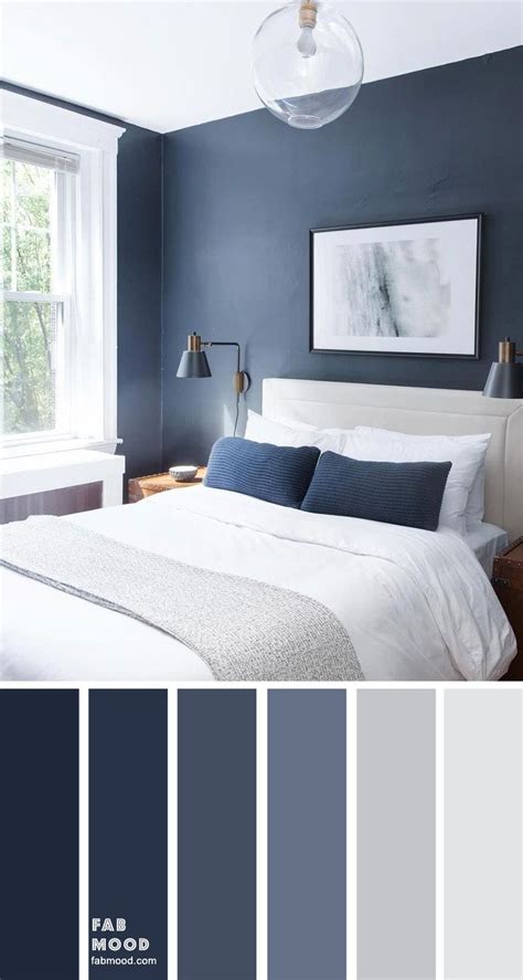 Bedroom Colour Schemes Blue, Grey Bedroom Colors, Light Gray Bedroom, Navy Blue Bedrooms, Blue ...