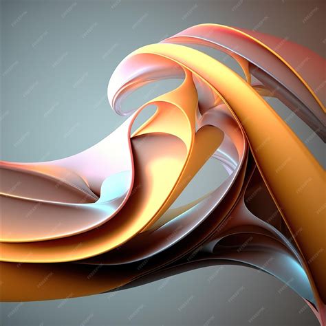 Premium Photo | Abstract orange shape on gray background with smooth lines