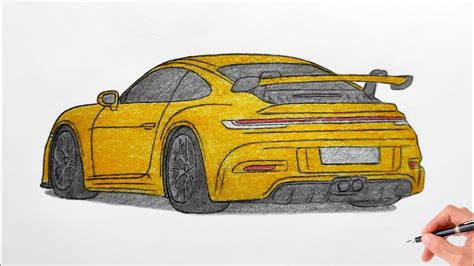 How to draw a PORSCHE 911 992 gt3 / drawing car / coloring porsche 911 gt 3 rs 2020 - YouTube