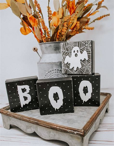 Boo Shelf Sitters Halloween Shelf Decor Farmhouse Halloween BOO Halloween Shelf Sitters Black ...