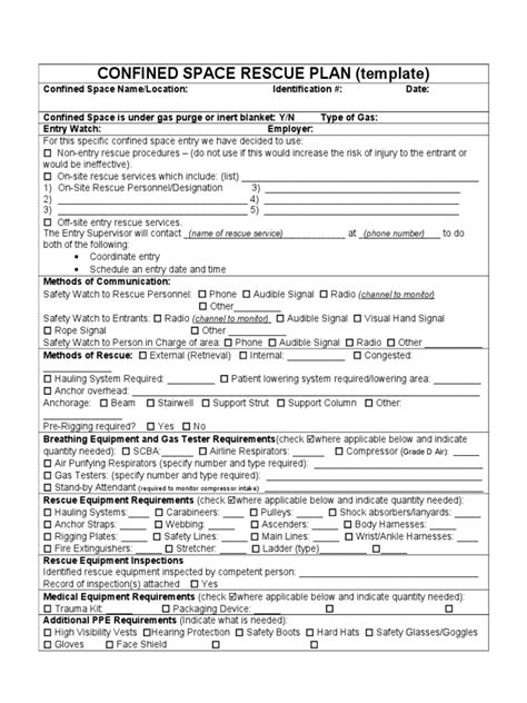 Confined Space Rescue Plan Template | Emergency | Emergency Management