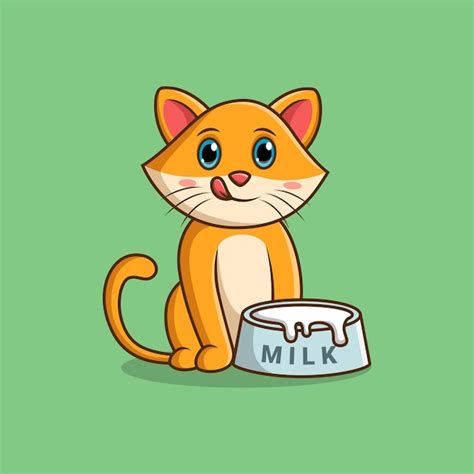 Premium Vector | Cute cat cartoon with milk vector illustration