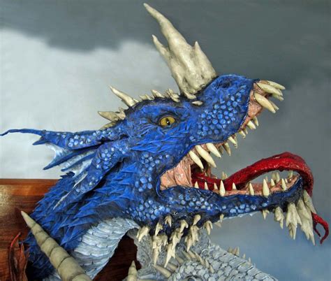 Paper Mache Tiamat - Blue | Paper sculpture, Paper mache, Dragon decor