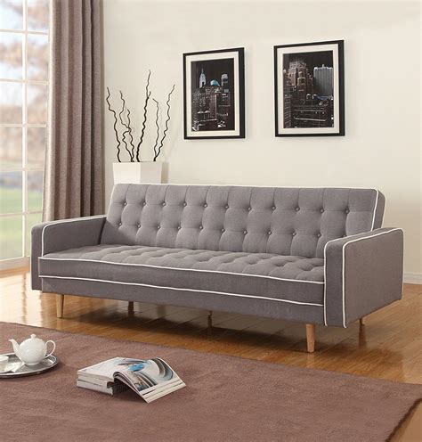 Amazon.com: Divano Roma Furniture Mid-Century Modern Two Tone Vintage Linen Sleeper Futon Sofa ...