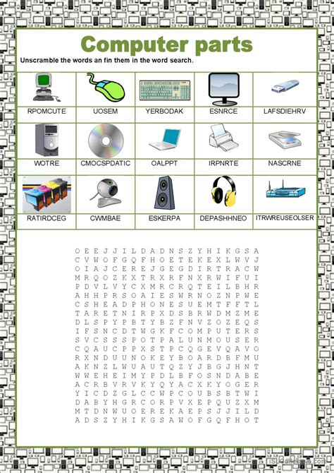 Computer Parts Word Search Printable - Word Search Maker