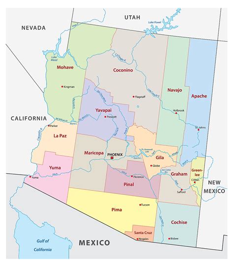 Arizona Counties Map Printable