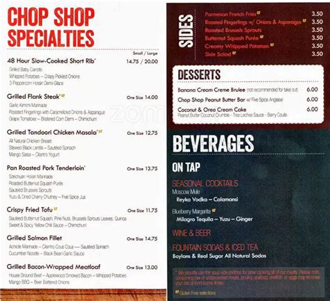 Chop Shop Menu, Menu for Chop Shop, Hale, Denver - Urbanspoon/Zomato