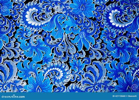 Fabric Design Blue On Black Background Stock Photo - Image: 42110660