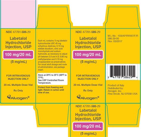 LABETALOL HCL 100MG MDV 20ML - ALVOGEN INC