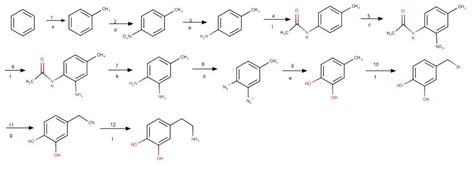 The synthesis of dopamine from benzene can be accomplished via the following synthetic route ...