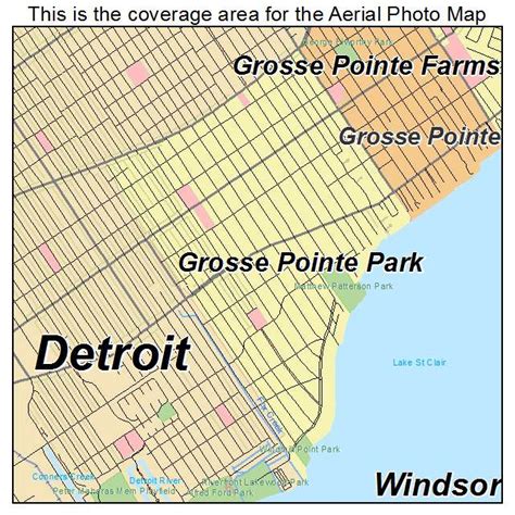 Aerial Photography Map of Grosse Pointe Park, MI Michigan