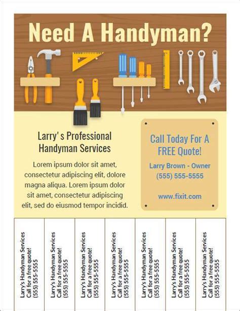 Handyman Flyer Templates Free Download - Cards Design Templates