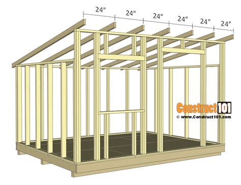 10x12 Lean To Shed Plans - Construct101 | Lean to shed plans, Wood shed plans, Diy storage shed