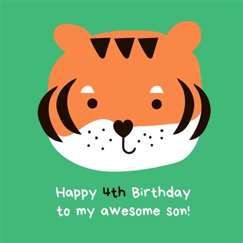 Cute Little Tiger Happy 4th Birthday Son | Boomf