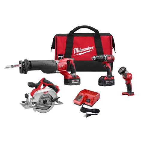 Milwaukee M18 18-Volt Lithium-Ion Cordless Combo Tool Kit (4-Tool) with ...