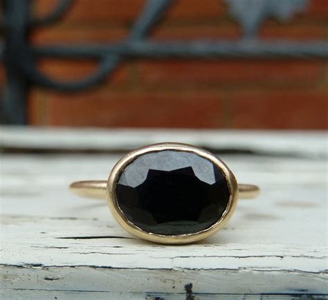 Black Sapphire Ring Black Sapphire Recycled Gold Ring Black - Etsy