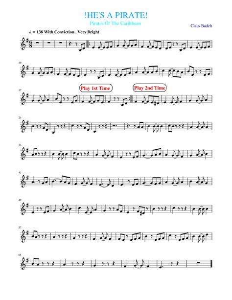 He's A Pirate Sheet music for Violin (Solo) | Musescore.com