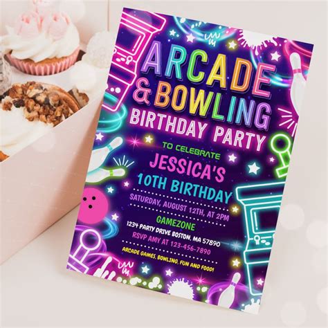 $3.08 - Neon Glow Arcade And Bowling Birthday Party | Bowling birthday party, Bowling birthday ...