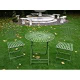 Green Wrought Iron 3 Piece Bistro Style Garden Patio Furniture Set: Amazon.co.uk: Garden & Outdoors