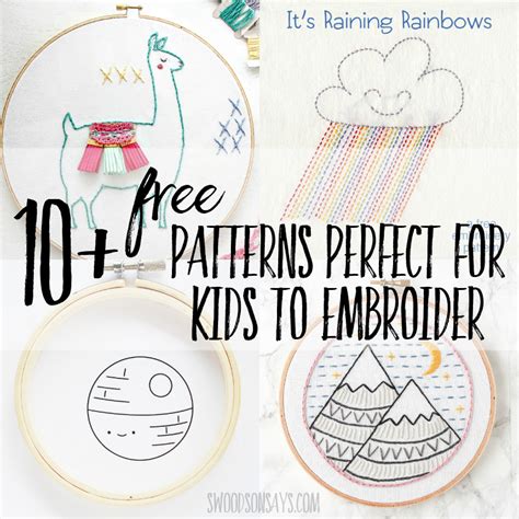 10 Free simple embroidery patterns for kids - Swoodson Says