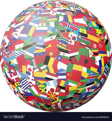 Globe with world flags Royalty Free Vector Image