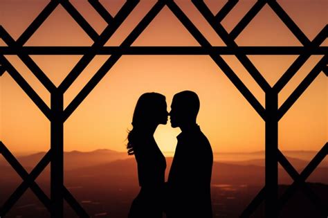 Premium AI Image | Romantic Sunset Kiss Silhouette of Couple in Love