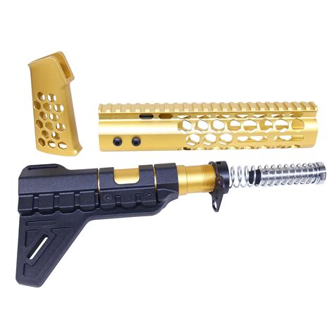 AR-15 Anodized Gold Honeycomb Pistol Furniture Set | Veriforce Tactical