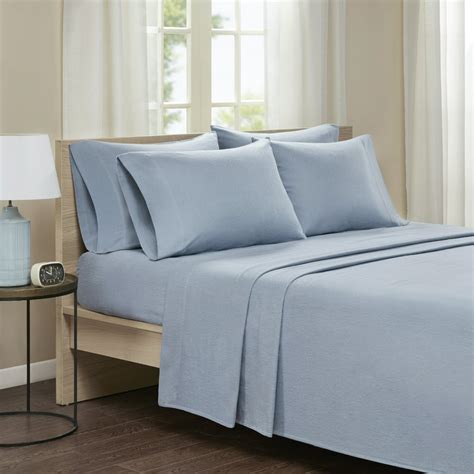 Comfort Spaces Solid 100% Cotton Flannel Solid Sheet Set, Queen, Blue ...