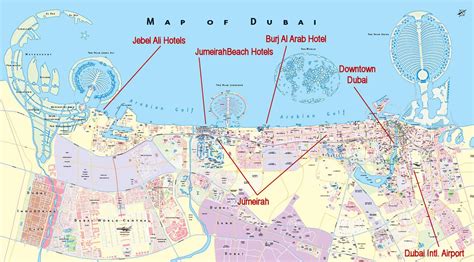 UAE Dubai Metro City Streets Hotels Airport Travel Map Info: Complete Dubai City Map plus Travel ...