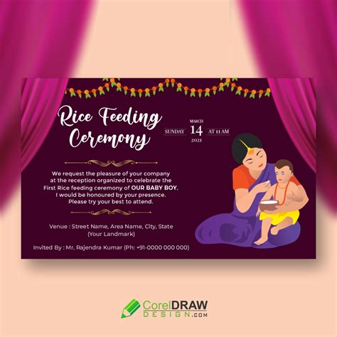 Download Rice Feeding Ceremony Invitation Template Design, Free Cdr | CorelDraw Design (Download ...