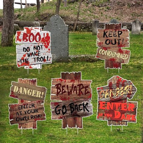 "Halloween Scary Warning Yard Sign Cutouts with Stakes are Engineer Grade and Professional ...