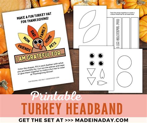 Free Printable Turkey Headband Template | Made In A Day