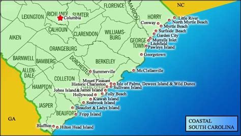 Map of South Carolina Coast | South Carolina Luxury Properties South Carolina Homes for Sale ...