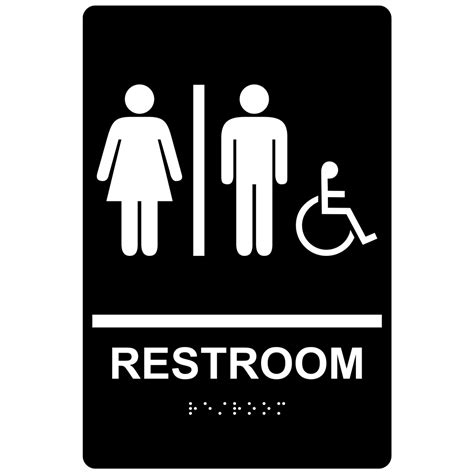 ADA Restroom With Symbol Braille Sign RRE-120_WHTonBLK Restrooms