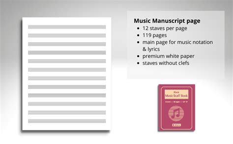 Blank Music Staff Book: Blank Manuscript Paper Music for Students, Musicians, Composers, 12 ...