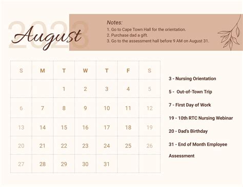 Simple August 2023 Calendar Template in Illustrator, EPS, JPG, Excel ...