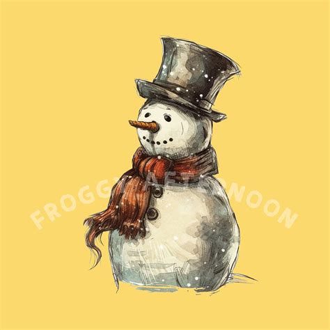 Transparent Vintage Christmas Snowman PNG / Old-fashioned - Etsy