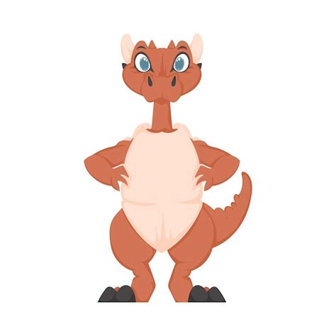 Premium Vector | Mystical fabulous funny orange dinosaur cartoon style