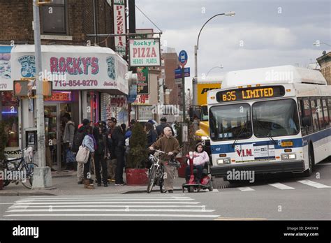 Busy corner at Church and Coney Island Avenues after school in Brooklyn ...