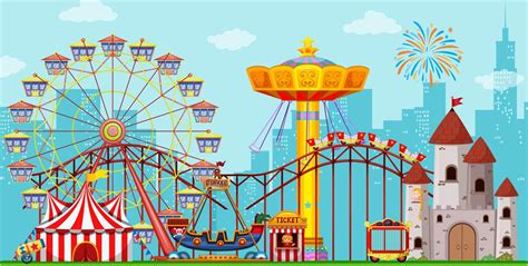 Fun amusement park background 300846 Vector Art at Vecteezy