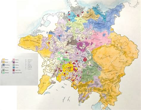 Hand Drawn Map of the Holy Roman Empire in 1648 by HomemadeMaps on DeviantArt