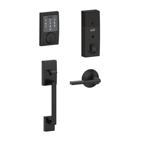 Schlage Century Matte Black Sense Smart Lock with Latitude Lever Door ...