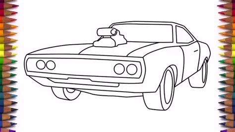 How to draw a car Dodge Charger 1970 step by step for beginners - YouTube